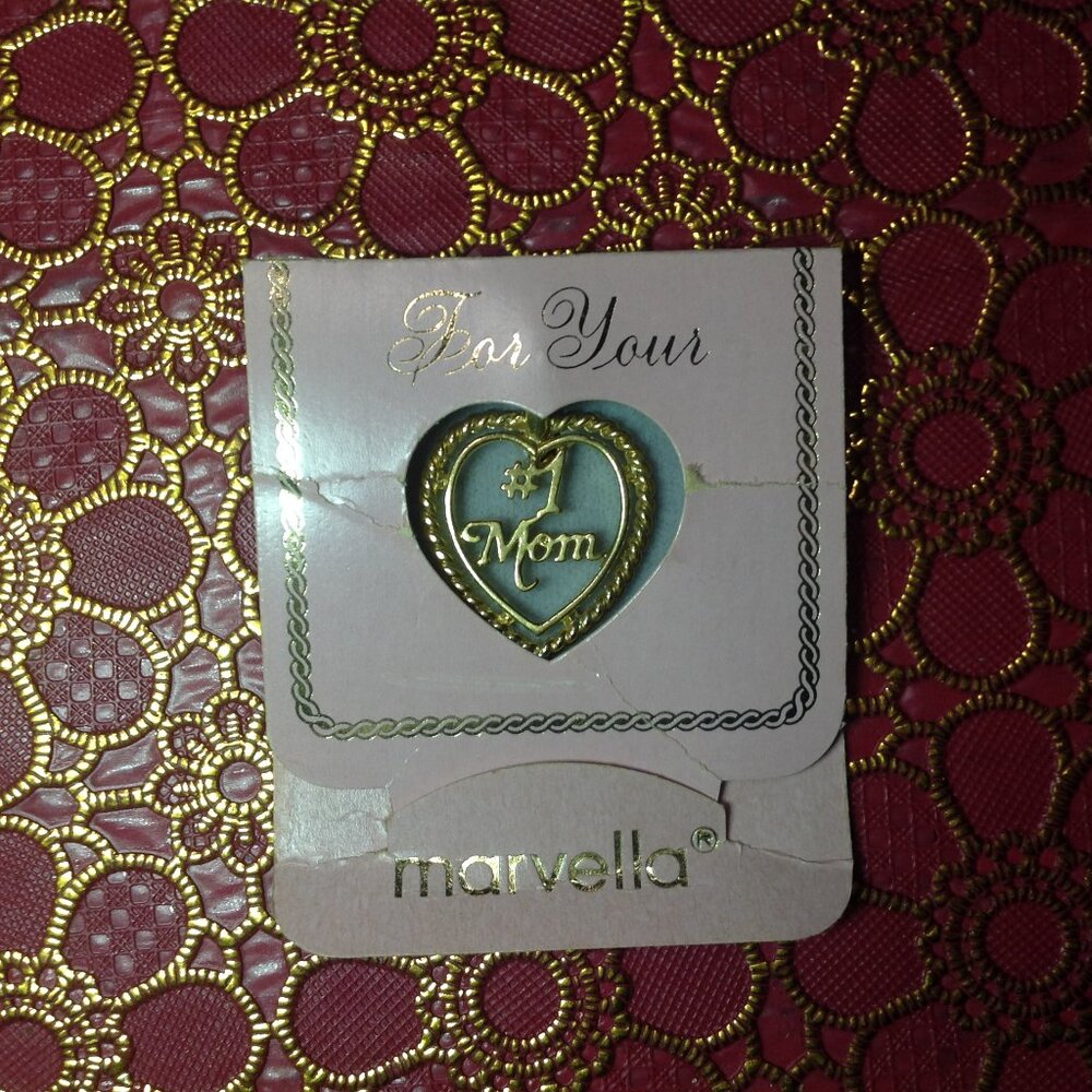 Vintage Marvella #1 Mom Gold Tone Pendant New On Card